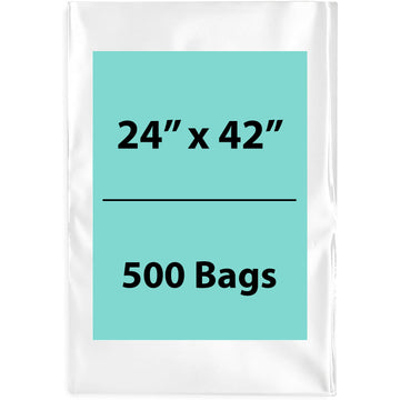 24X42 inches Clear Flat Poly Bags 1.5Mil Open Top (LDPE)